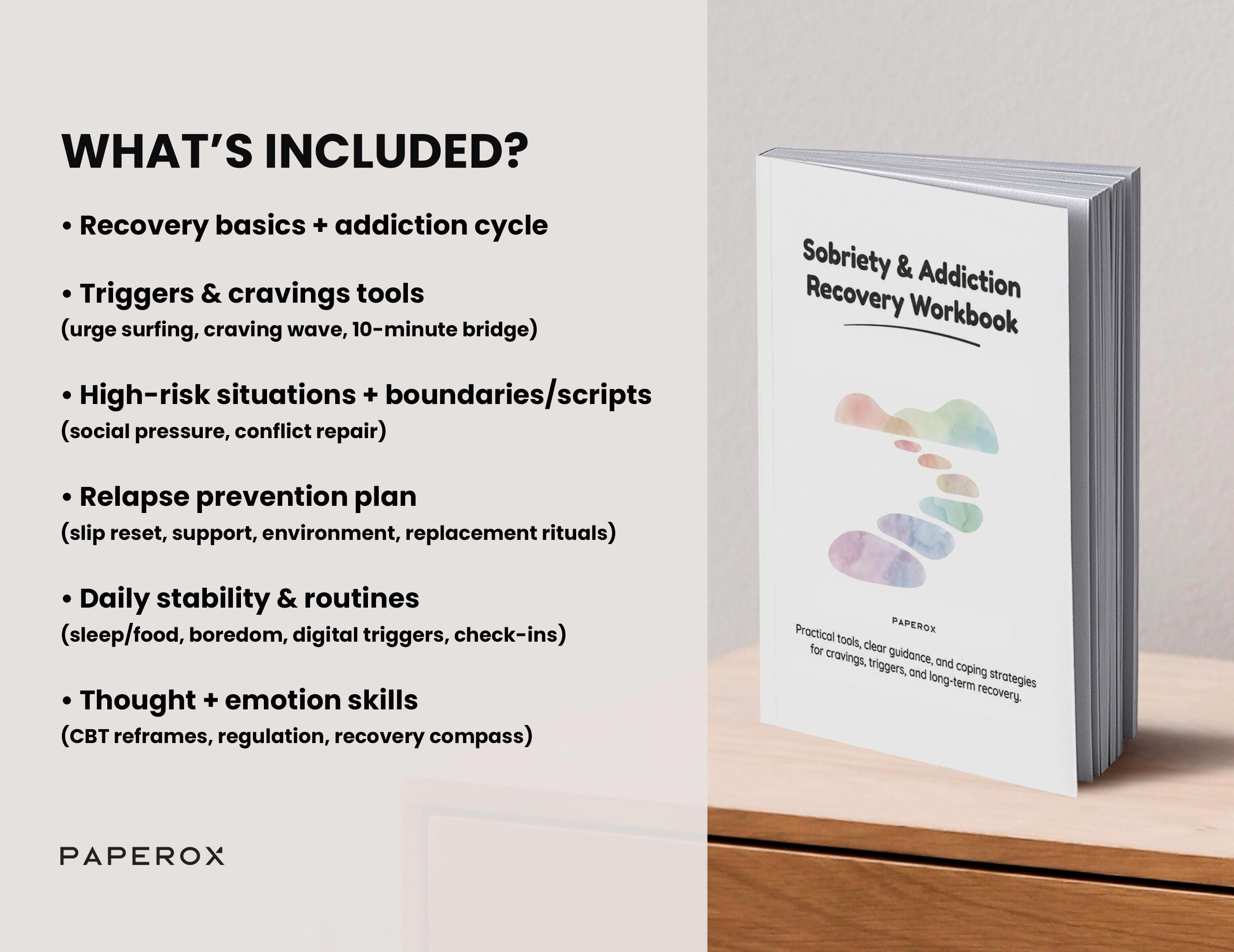Addictions Recovery Folder Addiction Recovery Workbook - Sobriety & Relapse Prevention Worksheets ...