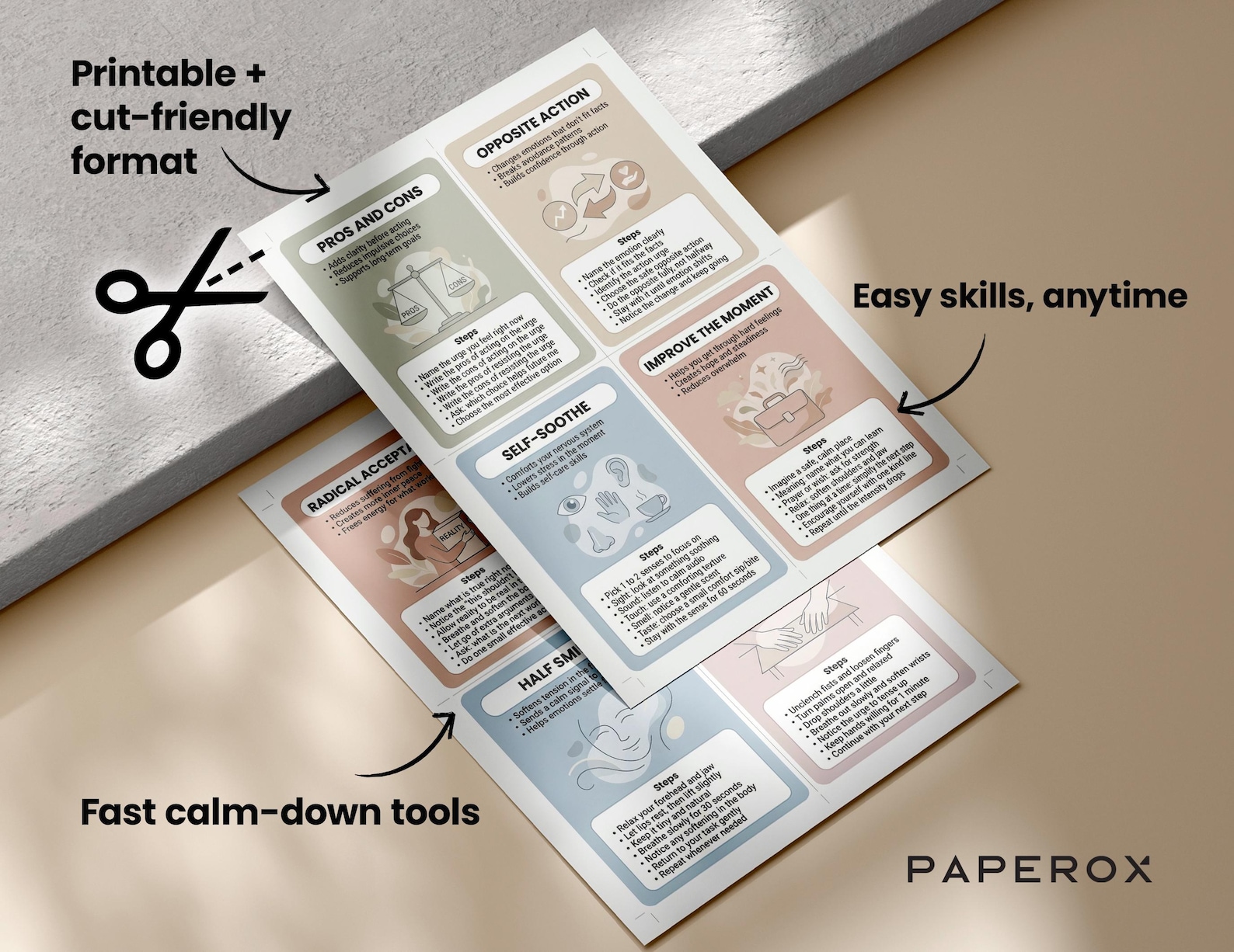 DBT Skills Cards Printable, DBT Flashcards, Dialectical Behavior ...