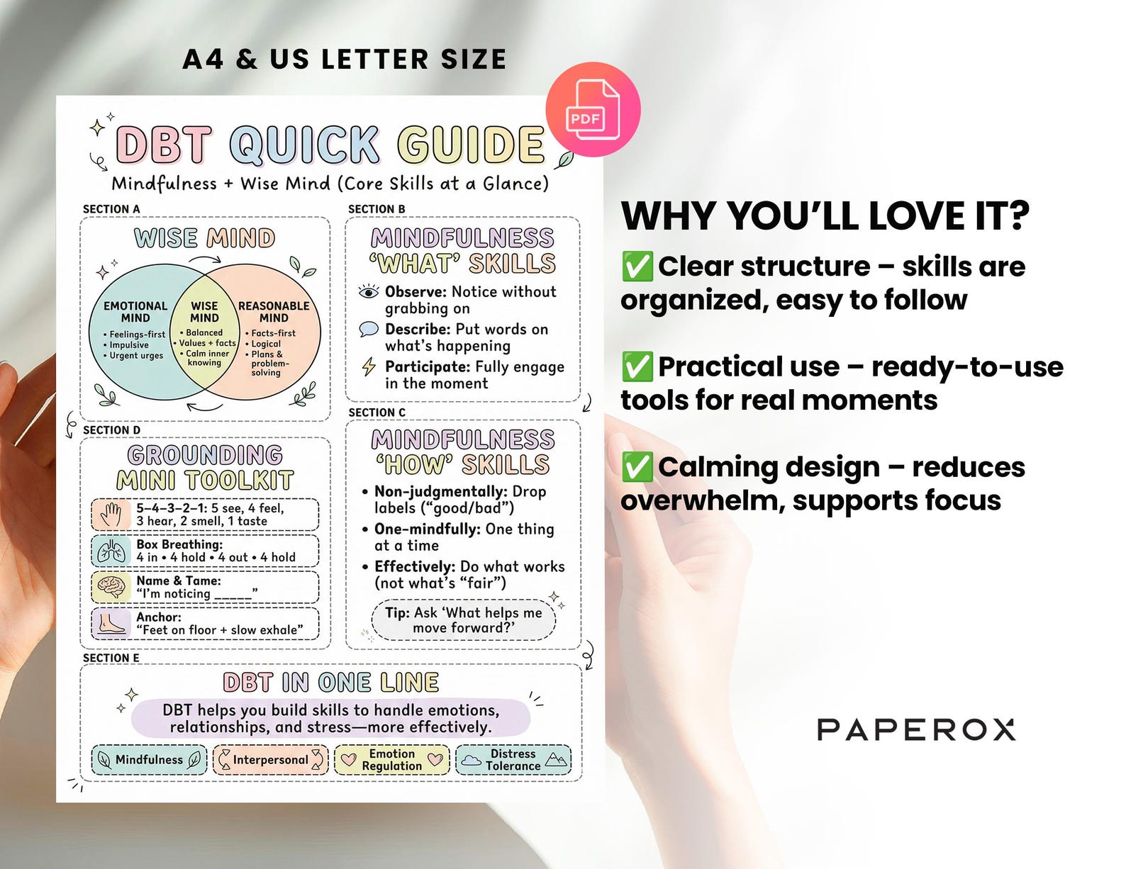 DBT Skills Cheat Sheet Printable | Dialectical Behavior Therapy Quick ...