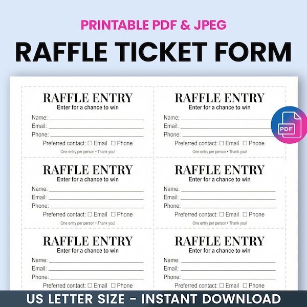 Printable Drawing Entry Forms - Etsy