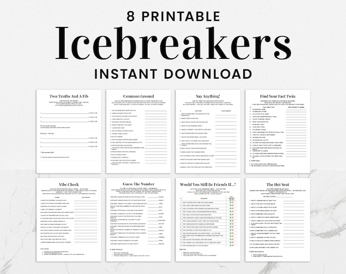 Icebreaker Games Bundle, Printable Conversation Starters, Pastel Party ...