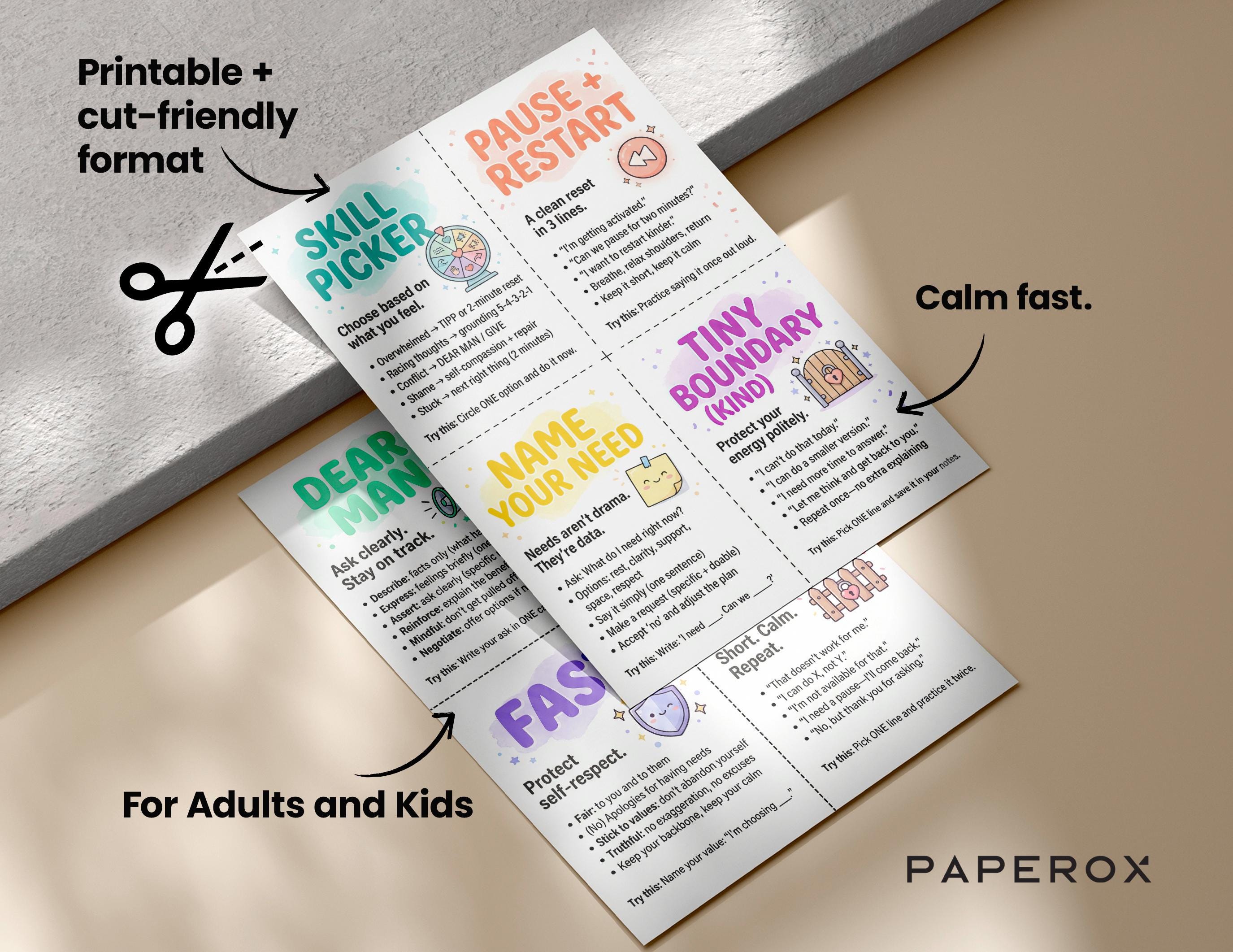64 DBT Flash Cards Printable, Dialectical Behavior Therapy Coping ...