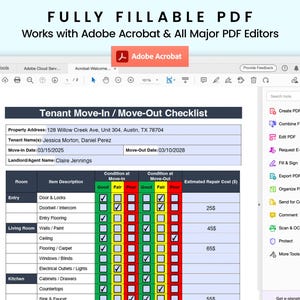 Tenant Check In Form Tenant Move in Move Out Checklist Template • Editable Rental Inspection ...
