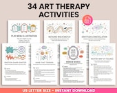 Art Therapy Activities Bundle, Doodle Creative Exercises for Anxiety & Mental Health, Printable Self Care Therapy Worksheets, Journal Pages