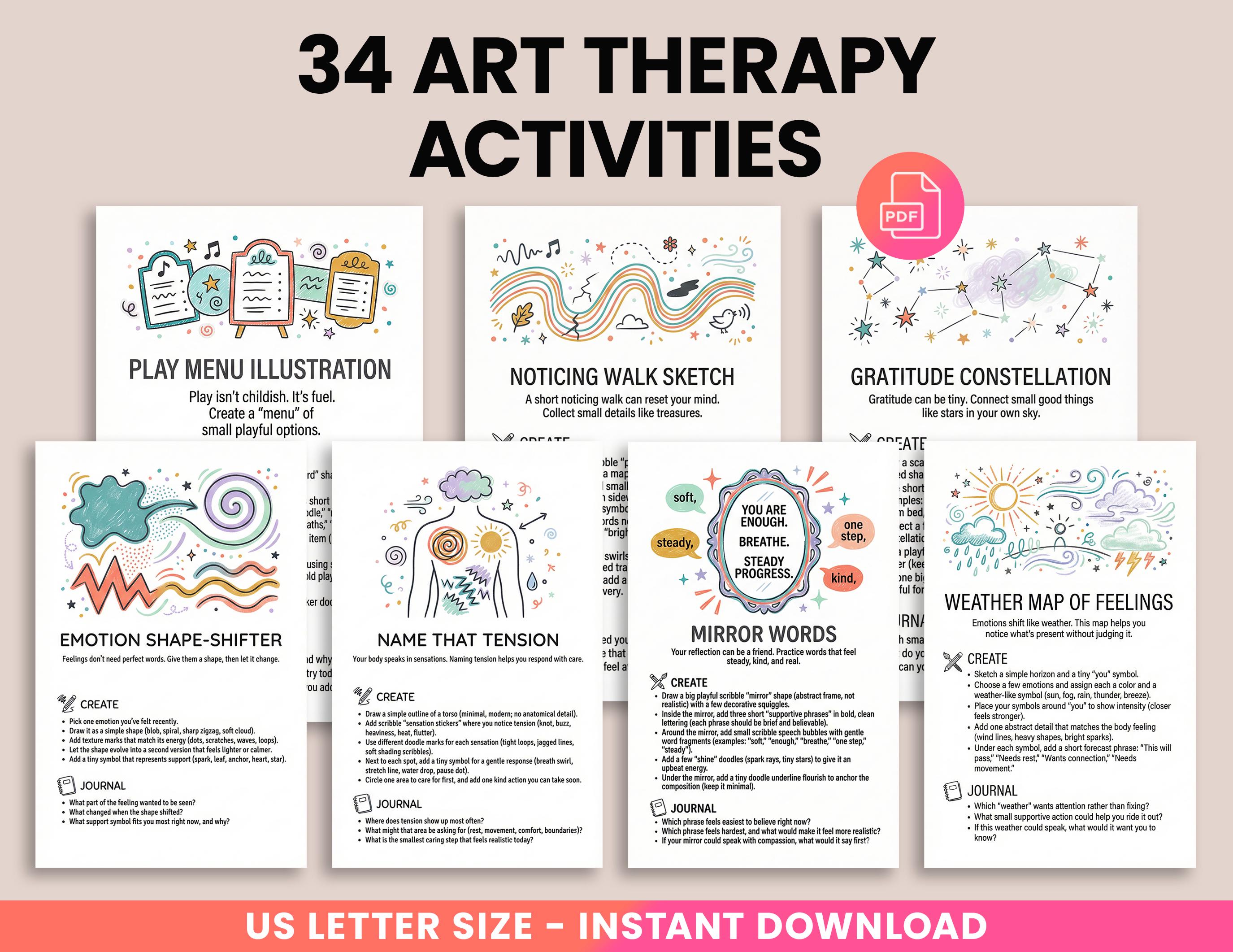 Doodling for anxiety relief, creative bundle.