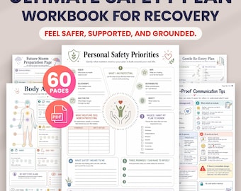 Cuaderno de trabajo del Plan de Seguridad Definitivo, Plan de Crisis y Hojas de Trabajo de Terapia de Habilidades de Afrontamiento, Planificador de Salud Mental, Diario Imprimible para Adolescentes y Adultos (PDF)