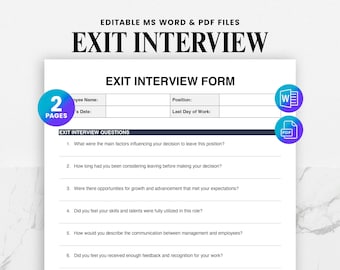 Questionnaire d'entretien de départ pour l'employé - Modèle de formulaire d'entretien de départ imprimable - Questions d'entretien de départ - Document Word modifiable