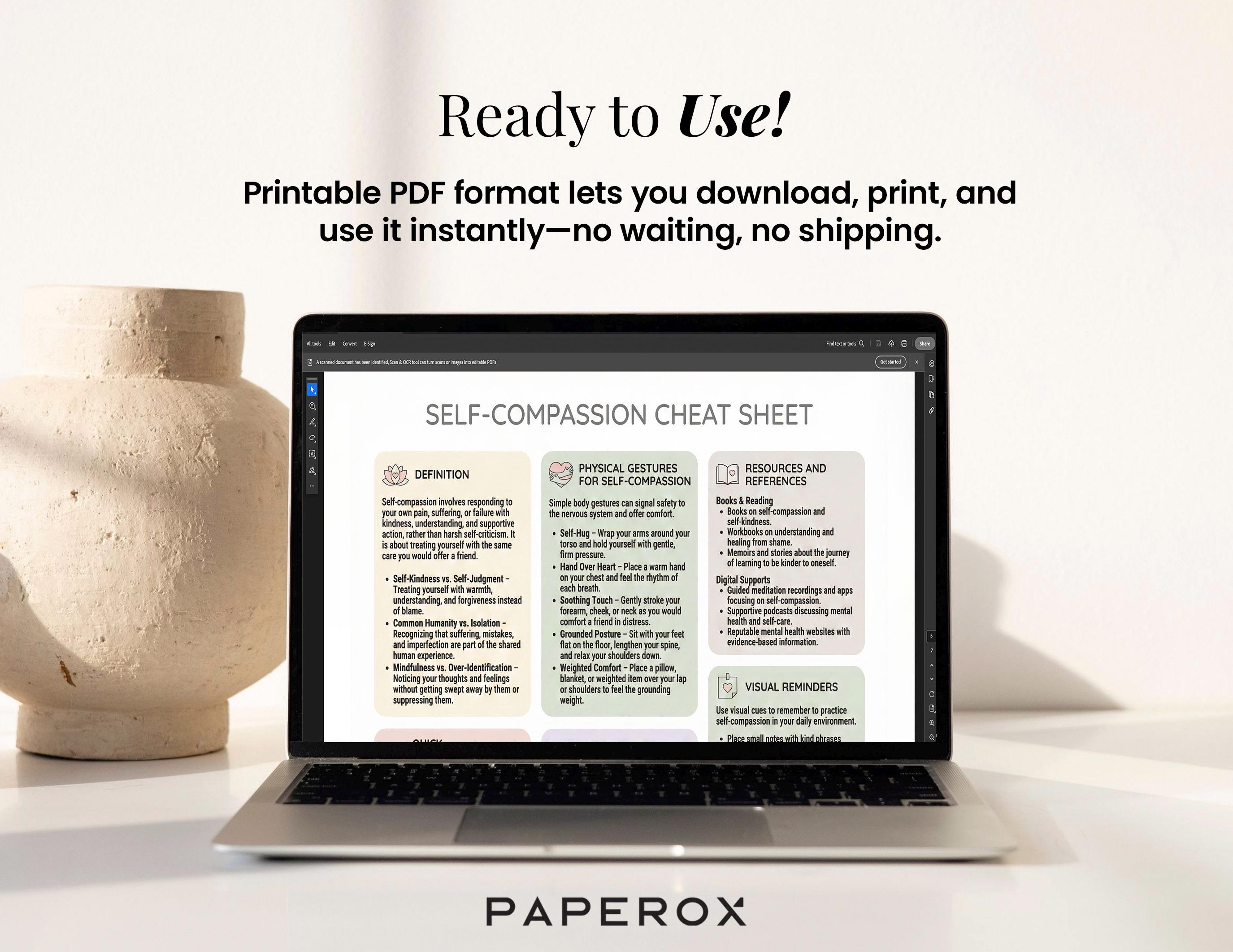 Self Compassion Handout.pdf Self-compassion Cheat Sheet, Therapy Worksheets, Therapy Handout ...