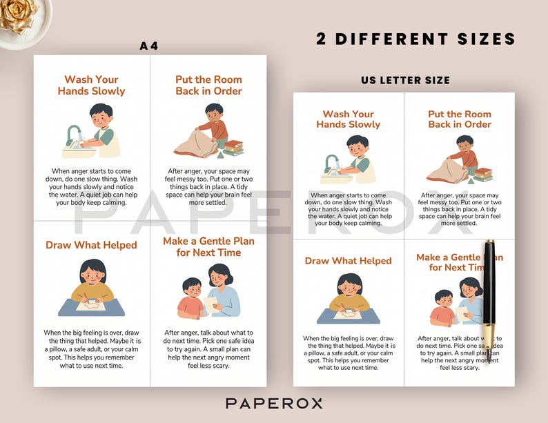 Anger Coping Skills Flashcards for Kids, Printable Anger Management ...