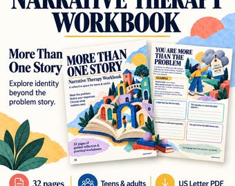 Narrative Therapy Workbook for Teens and Adults, Self Identity Worksheets, Printable PDF