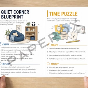 Art Therapy Activities Bundle, Doodle Creative Exercises for Anxiety & Mental Health, Printable Self Care Therapy Worksheets, Journal Pages image 5