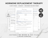 Hormone Therapy Intake Form Template – HRT Consultation Questionnaire – Bioidentical Testosterone Estrogen Pellet- Editable Consent Form PDF