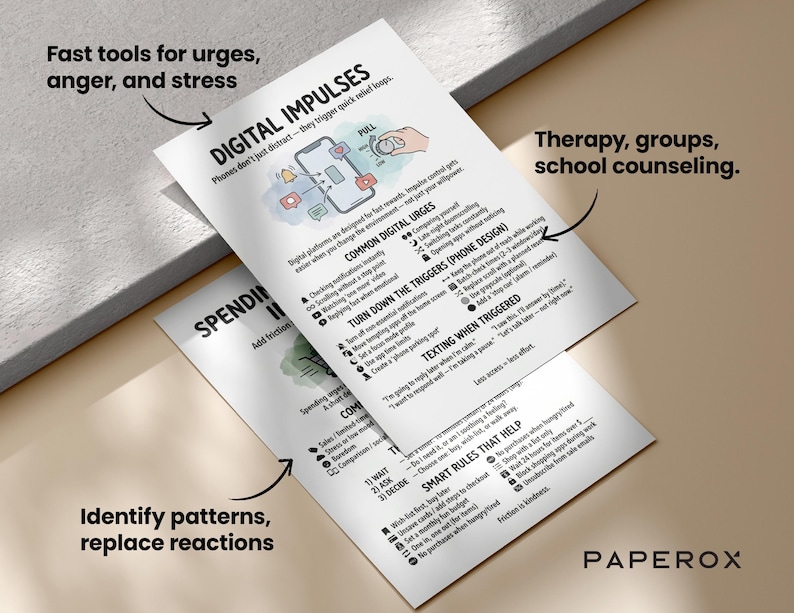 Impulse Control Worksheets Bundle + Anger Management Wheel Poster, Self ...
