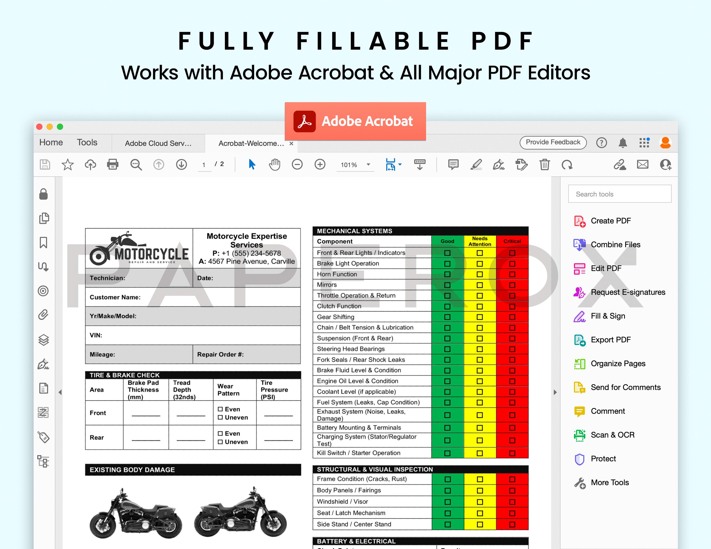 Visual Motorcycle Inspection Report Multi point Motorcycle Inspection 