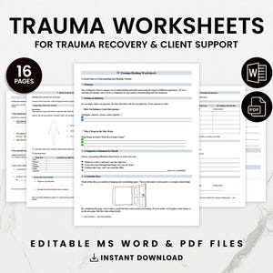 Trauma Worksheets for Therapists - Trauma Therapy Treatment Plan - Printable Mental Health Workbook - Therapy Resources, EMDR,CPT Worksheets