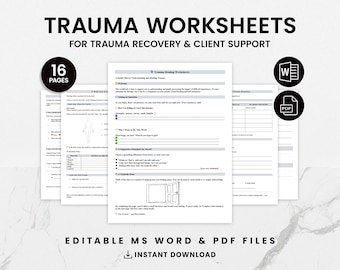 Hojas de trabajo sobre trauma para terapeutas - Plan de tratamiento de terapia para el trauma - Cuaderno de trabajo imprimible sobre salud mental - Recursos terapéuticos, EMDR, hojas de trabajo de CPT