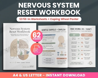 Nervous System Reset Workbook, Emotional Regulation Worksheets, Somatic Coping Skills, Trauma Therapy Exercises, Anxiety Stress Overwhelm