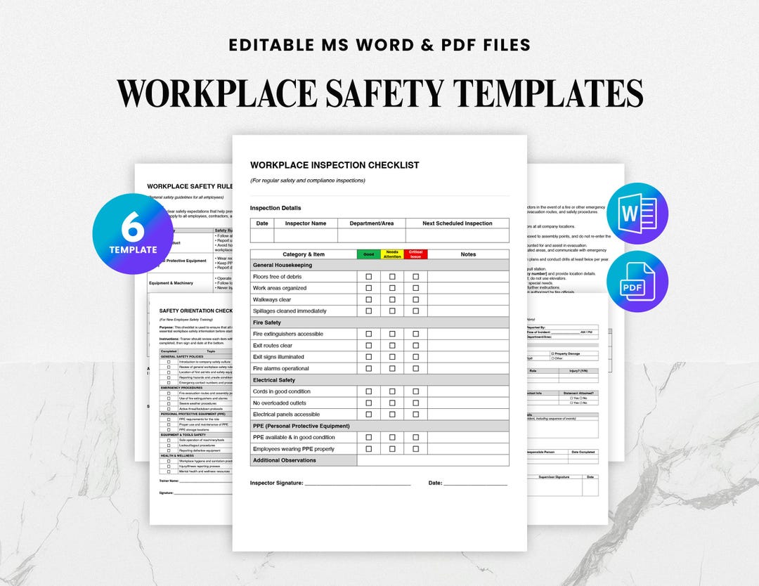Workplace Safety Templates Bundle - Editable HR Forms Policies ...