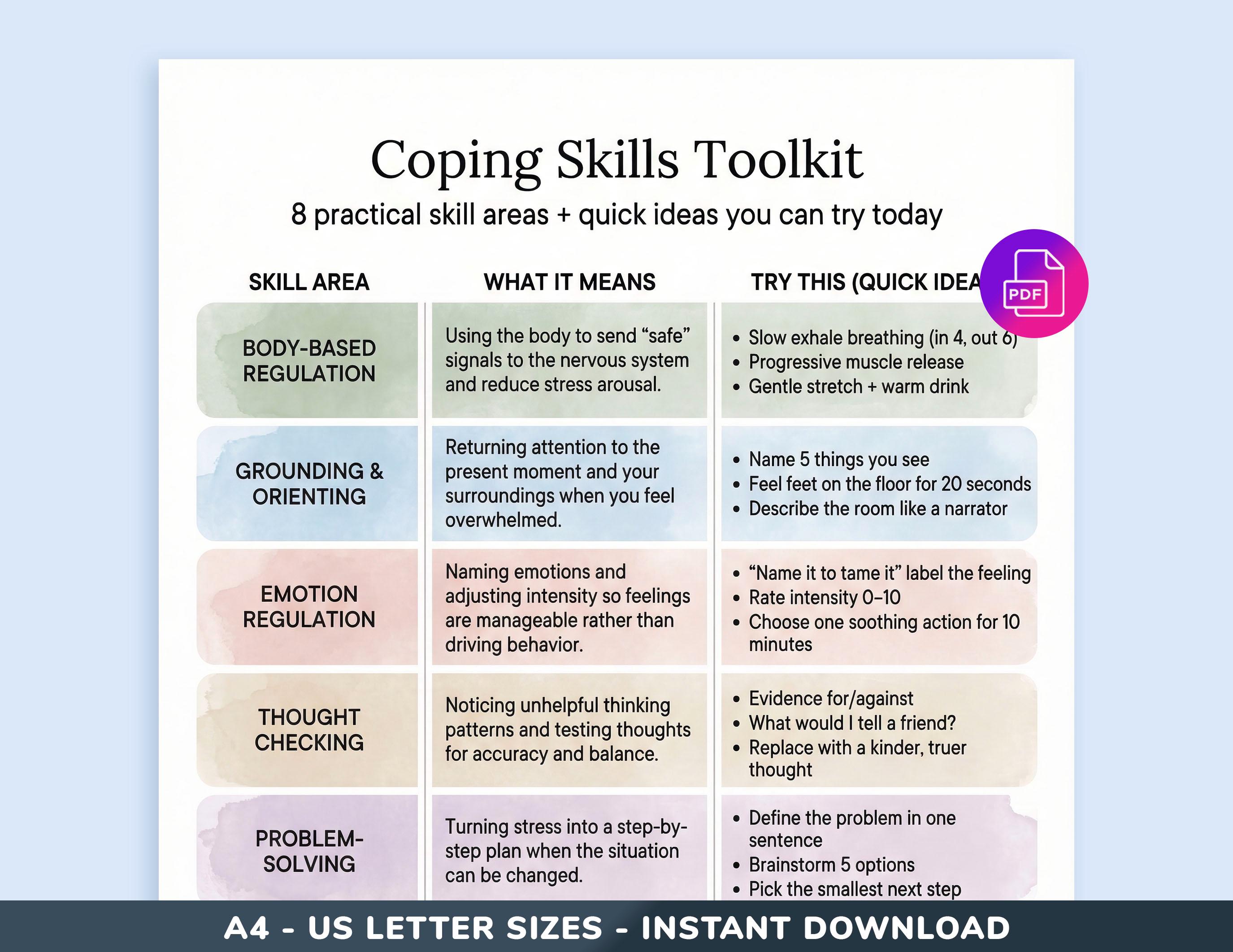 Coping Skills Toolkit Printable Worksheet Pdf - Emotional