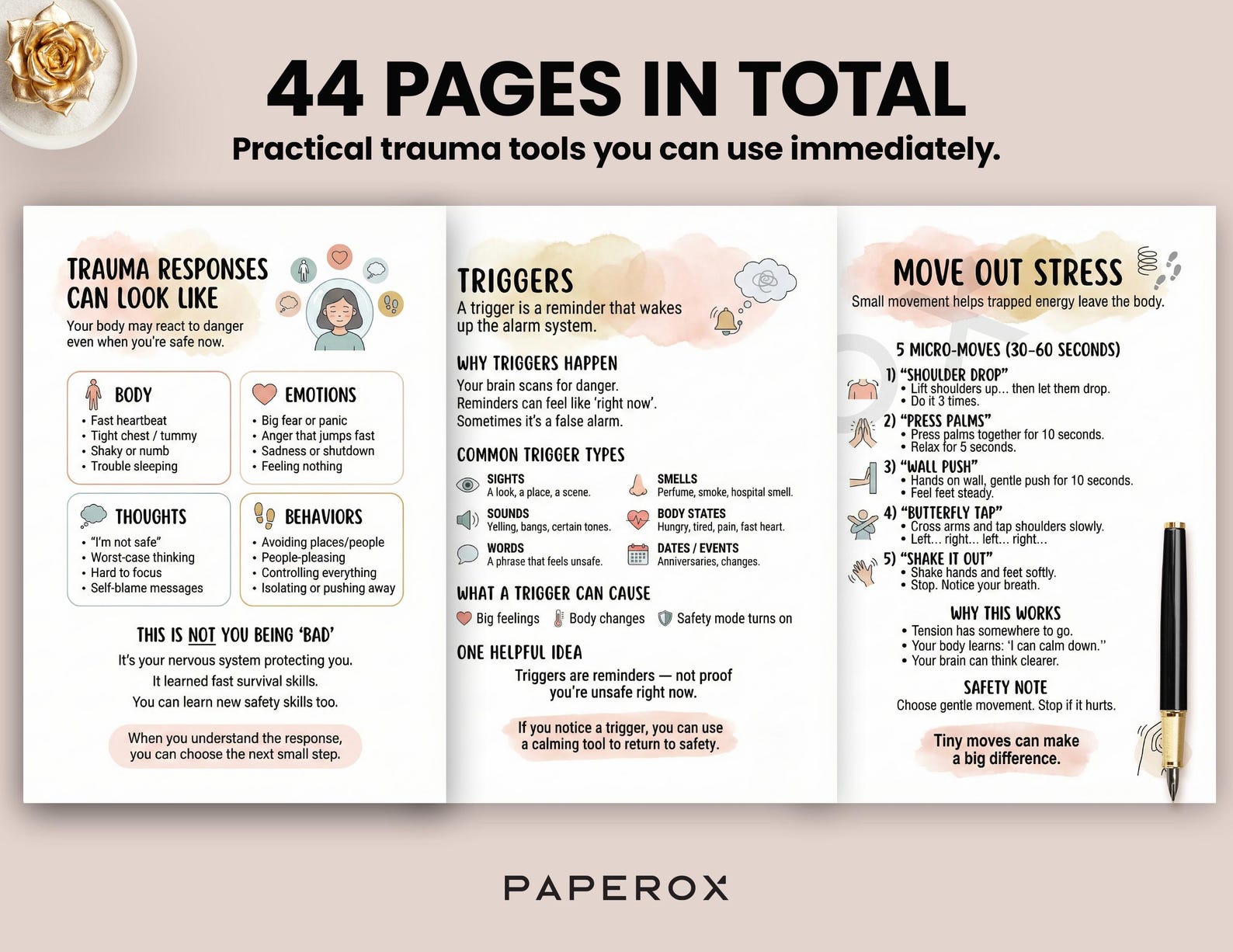 Trauma Healing Worksheets & Cheat Sheet, Coping Skills Toolkit, PTSD ...