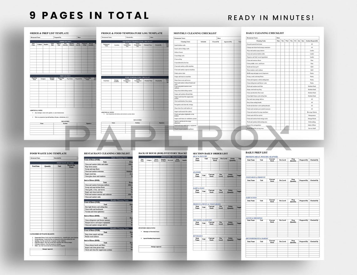 Restaurant Kitchen Management Templates, Food Order Sheet, Inventory ...