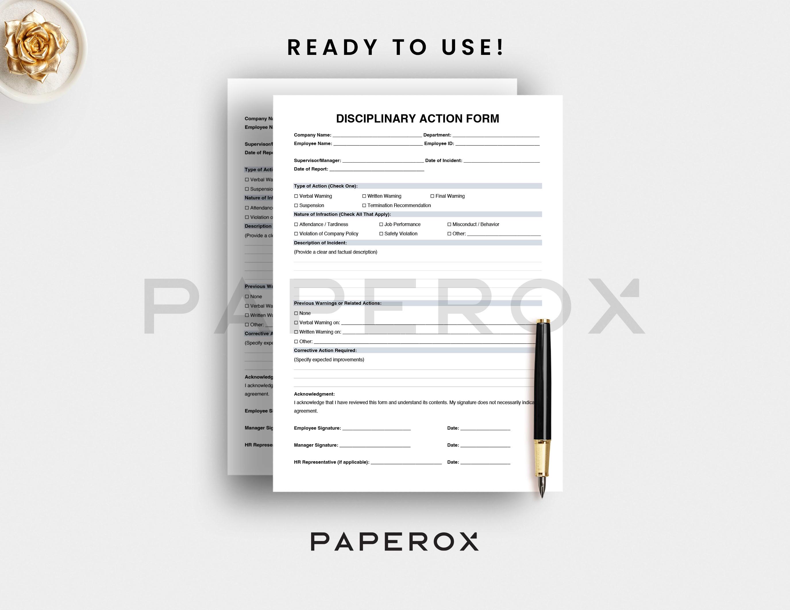 Instant On Sign Form.pdf Disciplinary Action Form Template - Employee Write-up Form - HR Warning ...