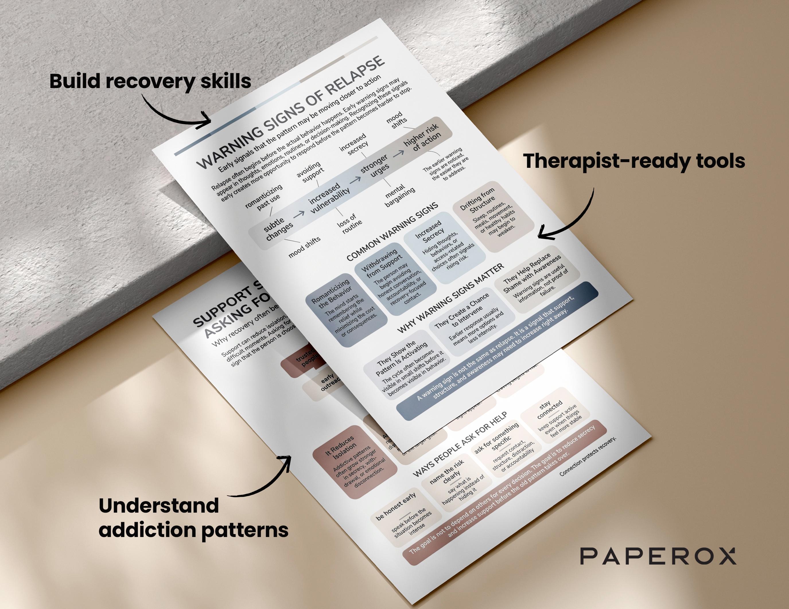 Addiction Recovery Worksheets, CBT Substance Use Workbook, Relapse ...