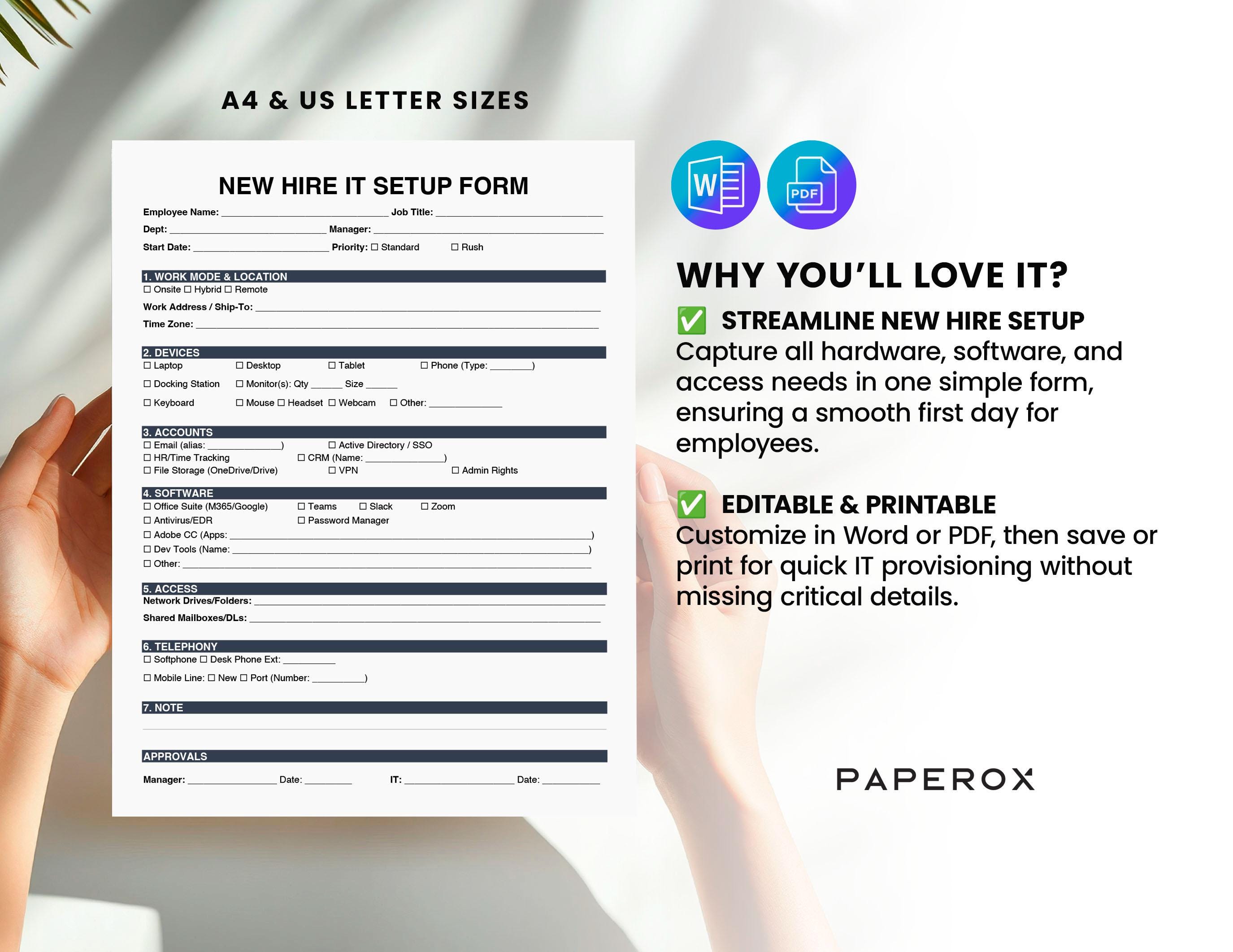 It Provisioning Form Example New Hire IT Setup Checklist – Editable Tech Provisioning Form & Network ...