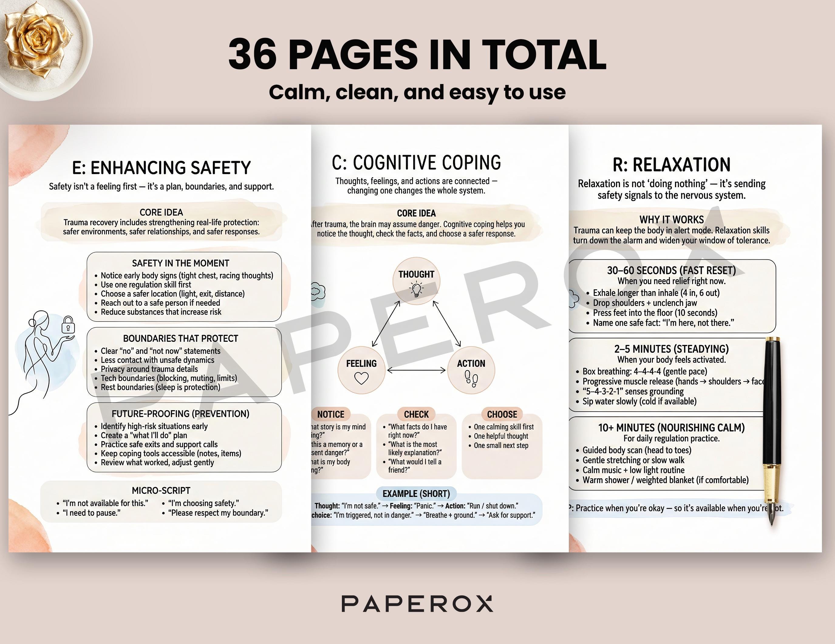 Trauma Healing Worksheets CBT Bundle, PTSD Coping Skills, Nervous ...