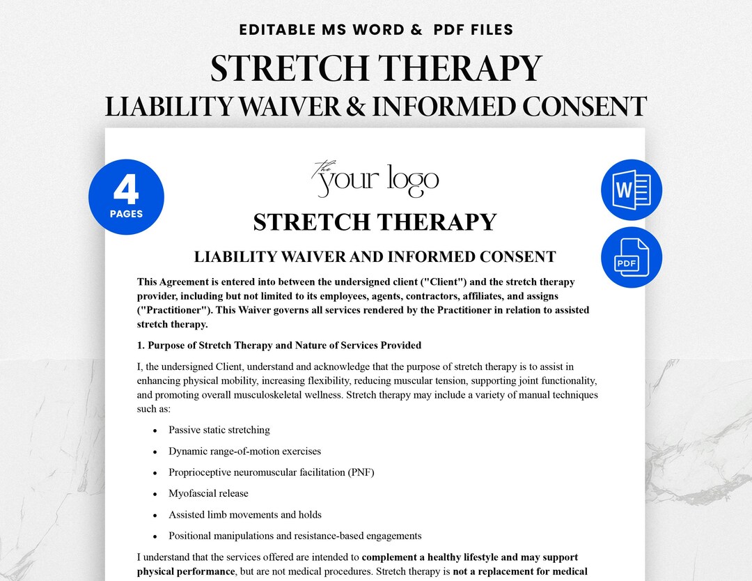 Stretch Therapy Liability Waiver Form | Assisted Stretch Release Form ...