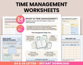 Time Management Worksheets for Adults and Kids, ADHD Planner, Executive Functioning Workbook, Productivity & Routine Printable, Therapy PDF