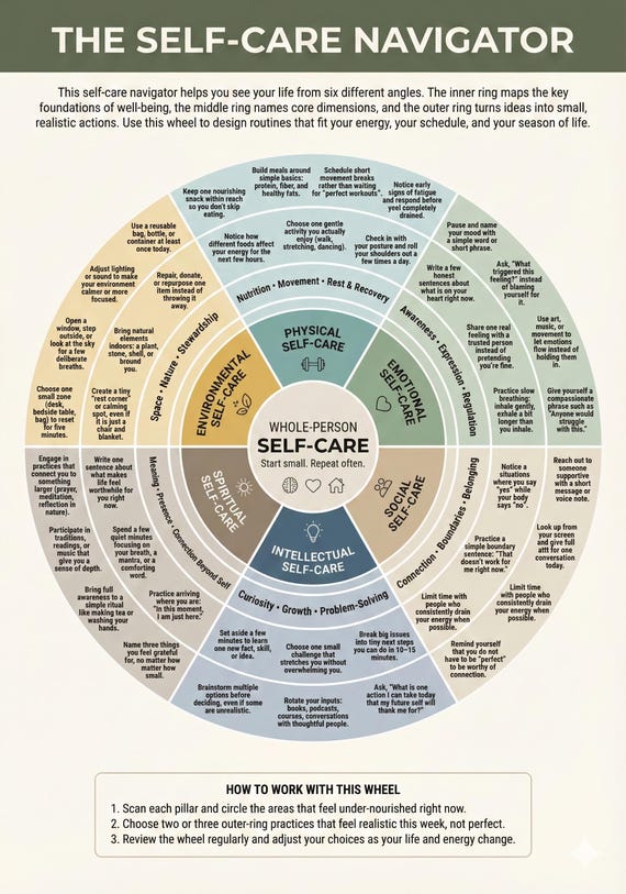 Self-Care Compass Workbook PDF, Personalized Well-Being Guide, Therapy-Inspired Mental Health Worksheets & Self Care Planner Printable