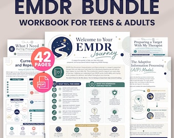 EMDR Workbook for Clients Bundle, EMDR Worksheets & Handouts, Trauma Therapy Tools, Grounding, Resourcing, Reflection, Printable PDF Bundle