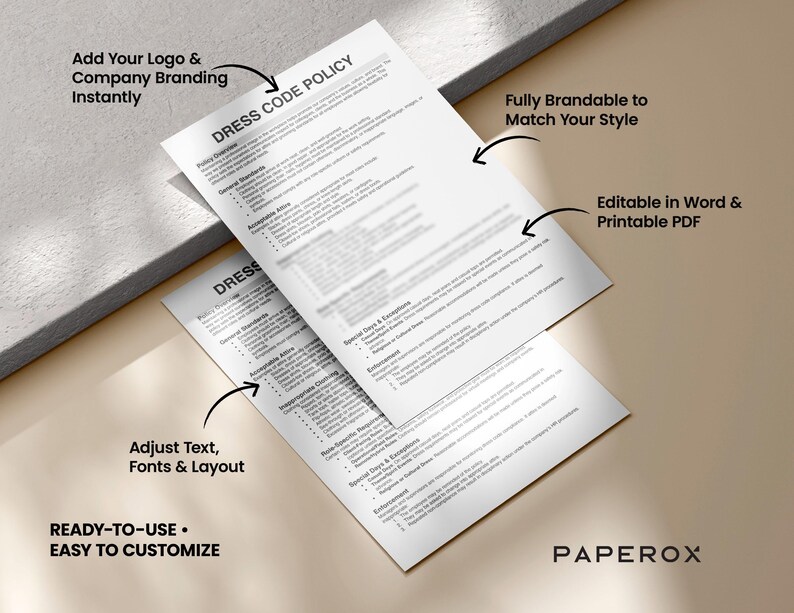 Dress Code Policy Template - Workplace Employee Appearance Standards ...