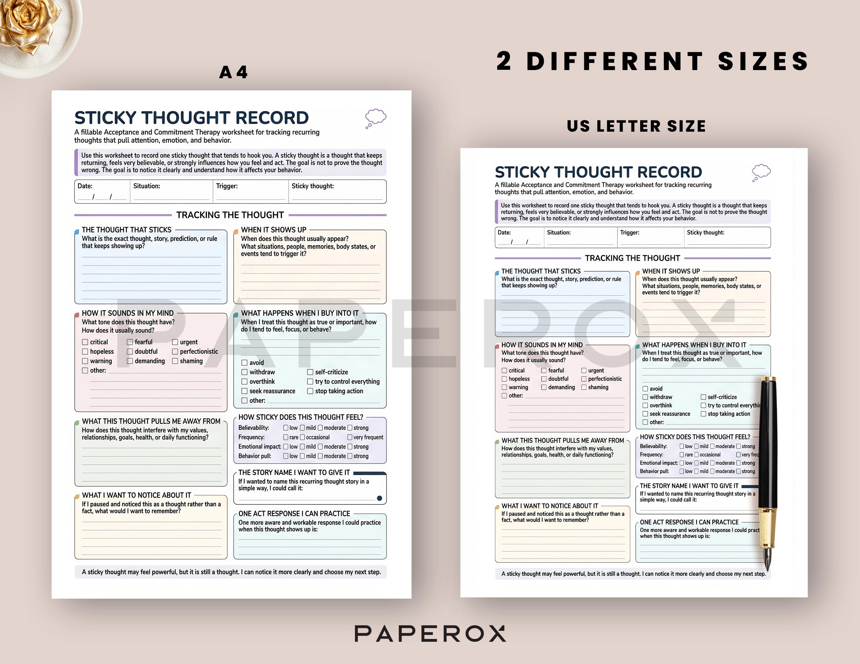 Printable ACT Therapy Workbook, Acceptance and Commitment Therapy ...