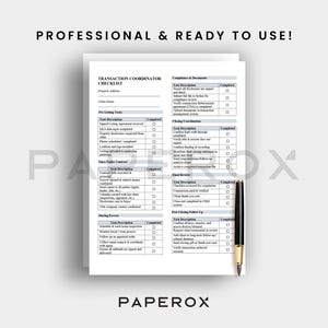 Transaction Coordinator Checklist Template | Real Estate TC Task List ...