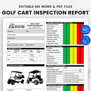 視覚的なゴルフ カート検査レポート PDF - 記入可能なゴルフ カート メンテナンス チェックリスト | 印刷可能な電気およびガス ゴルフ カート サービス フォーム