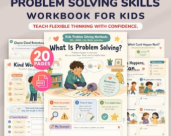 Kids Problem Solving Workbook, SEL Worksheets, ADHD Executive Function Skills, Life Skills Activities, Flexible Thinking, Child Therapy PDFs