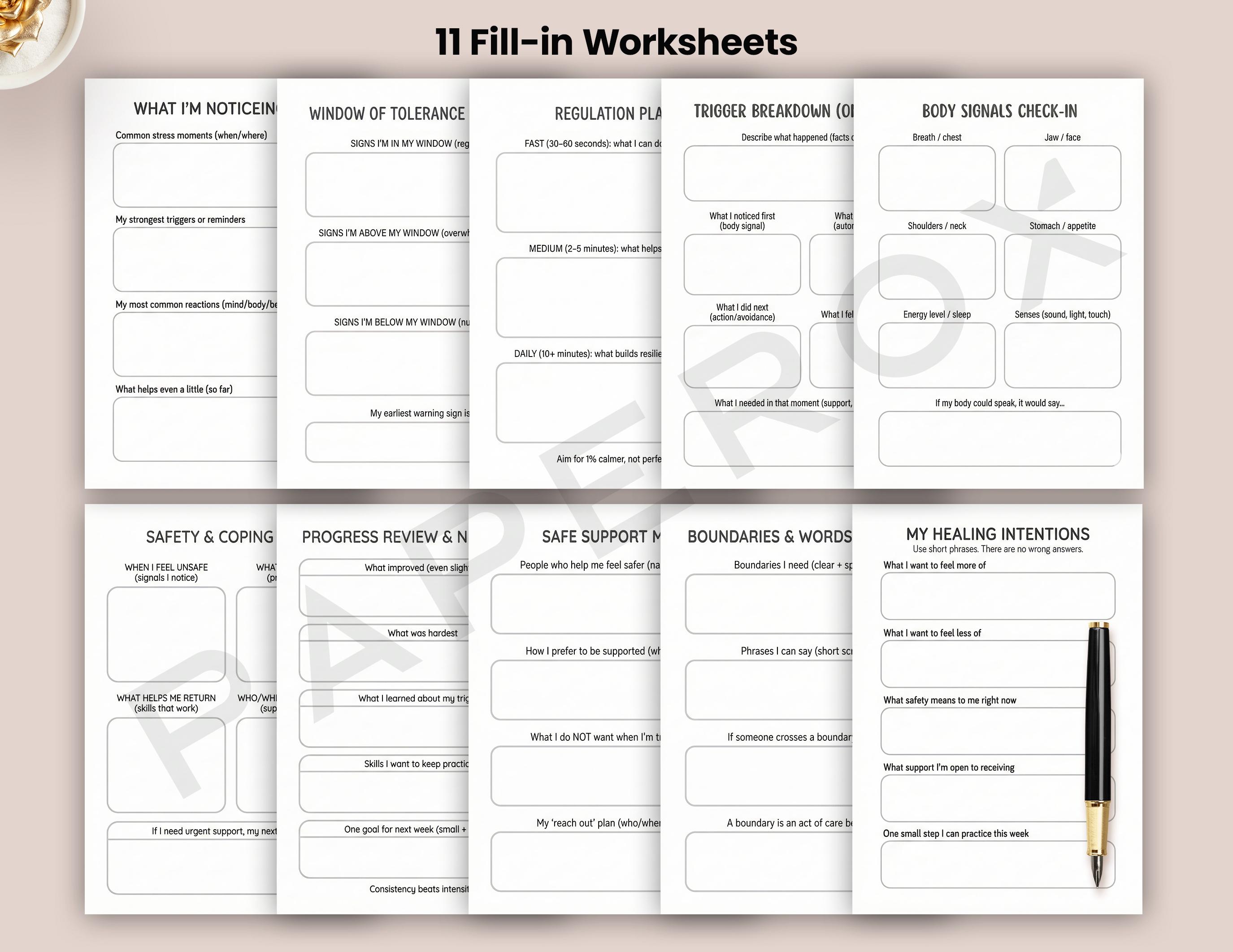 Trauma Healing Worksheets CBT Bundle, PTSD Coping Skills, Nervous ...