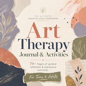 Diario y actividades de arteterapia para adolescentes y adultos, hojas de trabajo de arteterapia, recursos terapéuticos, herramientas de salud mental, cuaderno de trabajo para la sanación creativa.