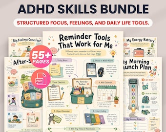 ADHD Worksheets for Kids & Teens, Executive Function Skills, Focus Tools, Emotional Regulation, Time Management Planner, Organization Tool