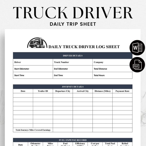 Printable Truck Log Book - Etsy UK