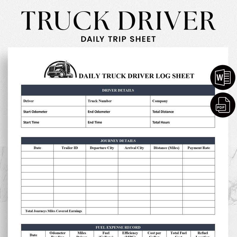 Drivers Daily Log Sheet - Etsy