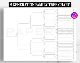 5 Generation Family Tree Chart • US Letter Printable PDF • Simple Genealogy Template • Ancestry Pedigree Chart • DIY Family History Keepsake