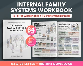 IFS Workbook, Internal Family Systems Worksheets, Parts & Self-Leadership Wheel Printable, Parts Mapping Template, Therapy Resources PDF