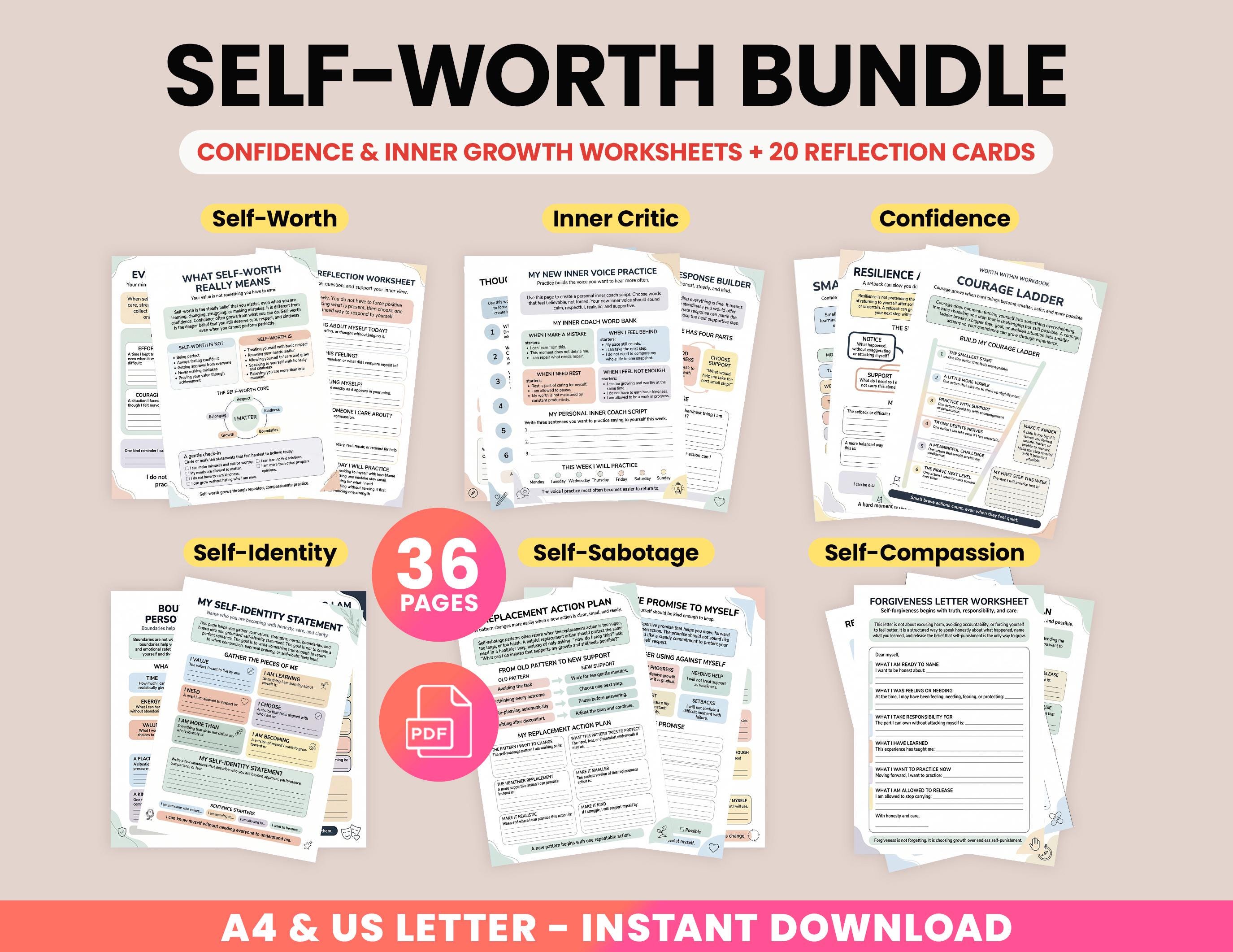 UK: Editable self-worth practice sheet