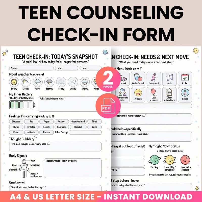 Therapy Check in Sheet - Etsy