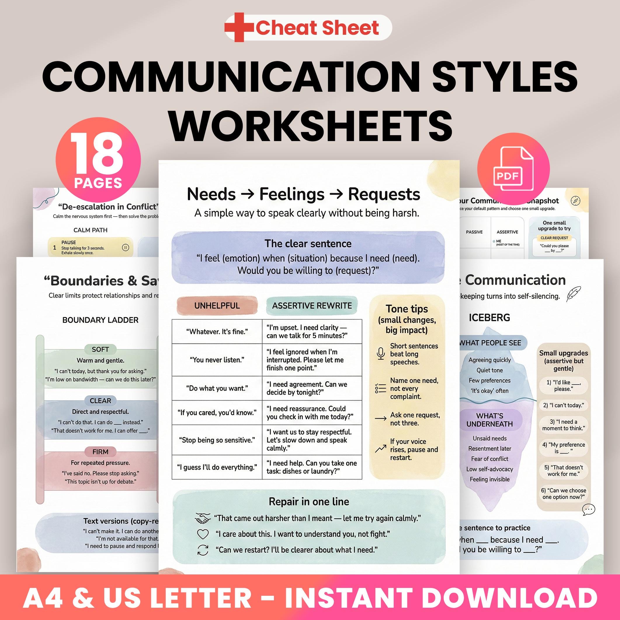 Communication Styles Worksheets - Assertive Communication Skills ...
