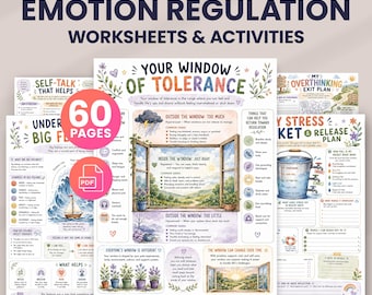 Emotion Regulation Worksheets & Activities Bundle, Nervous System Regulation, Coping Skills, CBT ACT Therapist Toolkit (Digital Download)