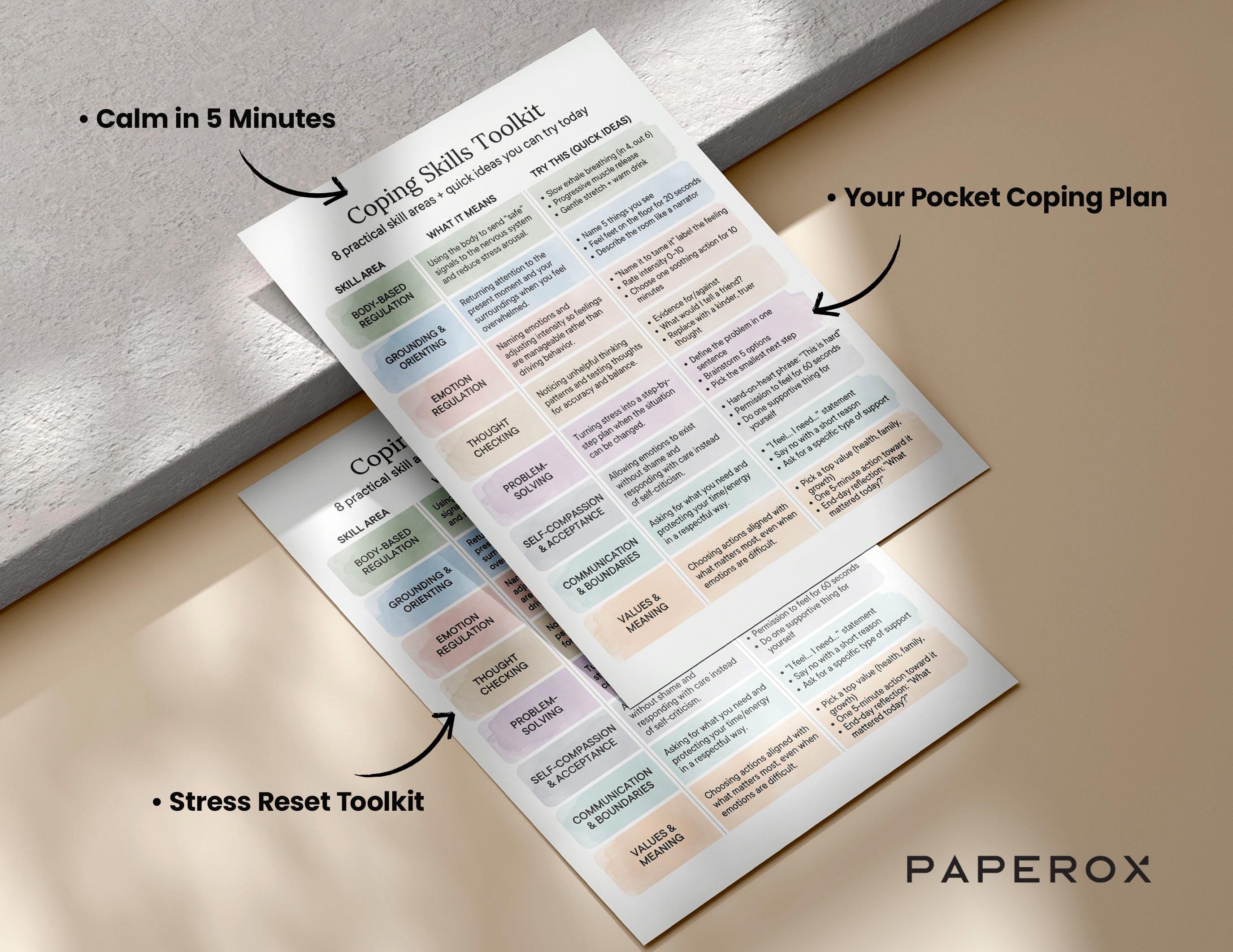 Coping Skills Toolkit Printable Worksheet Pdf - Emotional